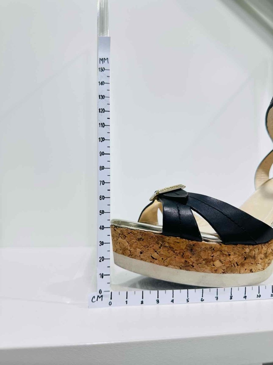 Pre - loved JIMMY CHOO Ankle Strap Black Heeled Sandals 40 at Reems Closet