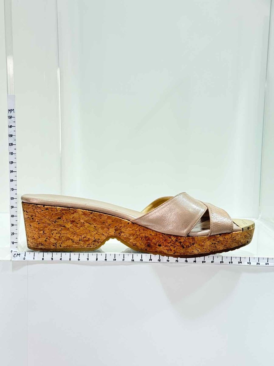Pre - loved JIMMY CHOO Metallic Gold Size EU 40.5 Wedges at Reems Closet