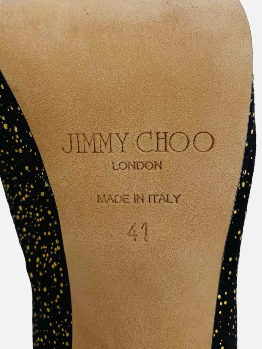 Pre-loved JIMMY CHOO Open Toe Black Glitter Pumps from Reems Closet