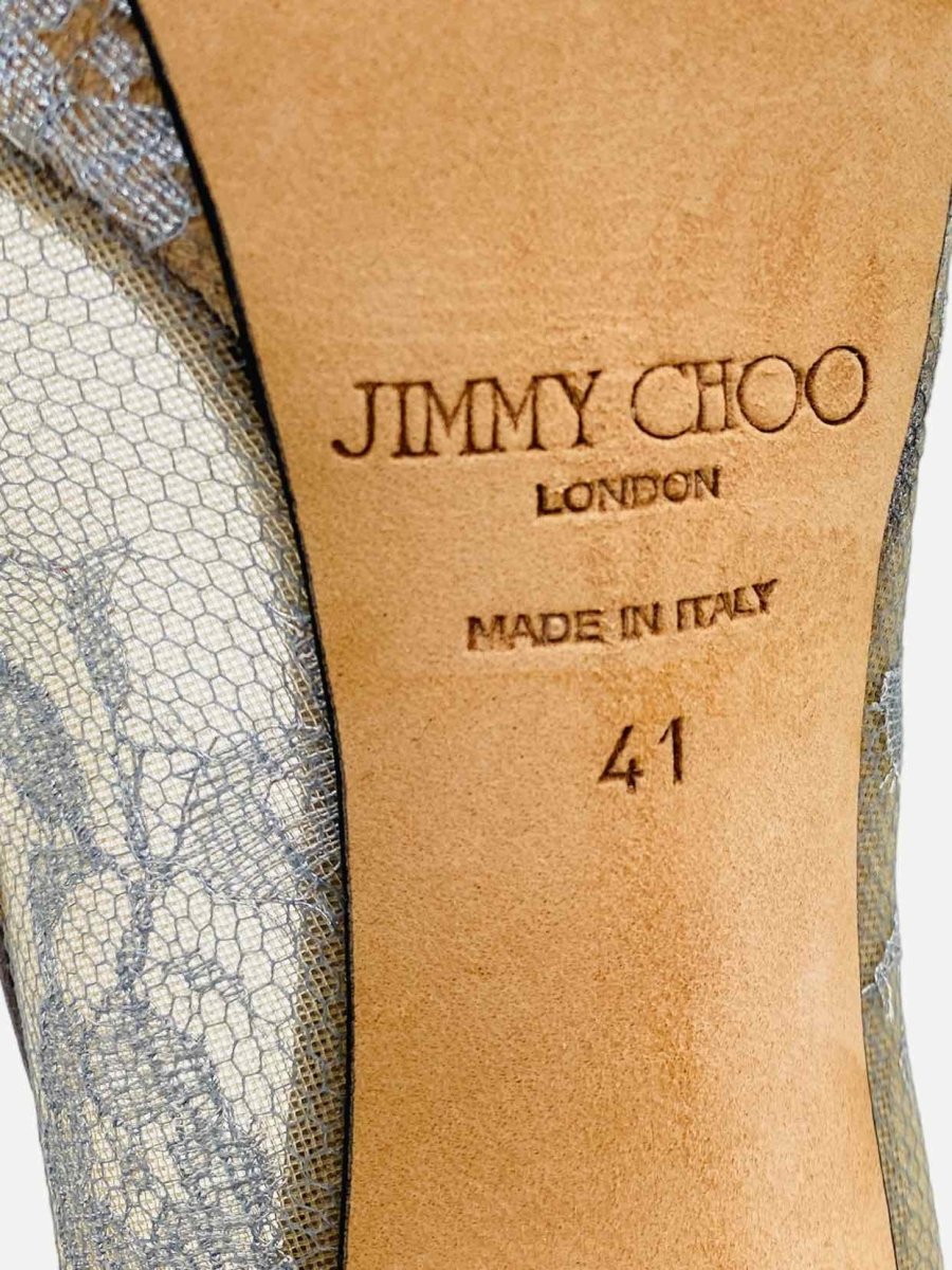 Pre-loved JIMMY CHOO Peep Toe Silver Pumps from Reems Closet