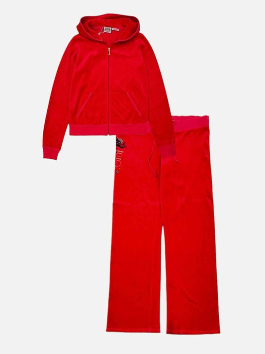 Pre-loved JUICY COUTURE Hoodie Red Printed Tracksuit Set from Reems Closet