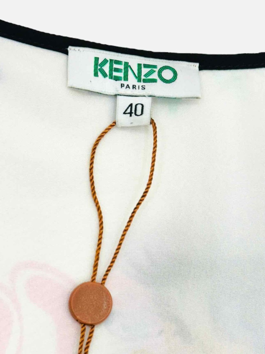 Pre - loved KENZO Tiered White Multicolor Size US 4 Short Dress at Reems Closet