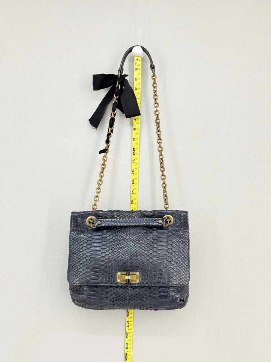 Pre - loved LANVIN Bow Navy Shoulder Bag at Reems Closet