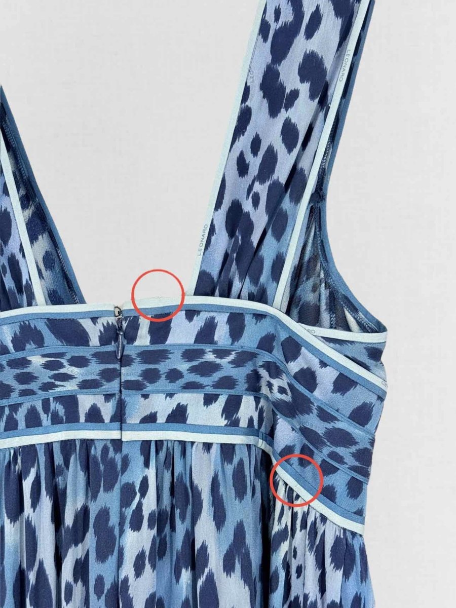 Pre - loved LEONARD Blue Printed Size US 8 Long Dress at Reems Closet