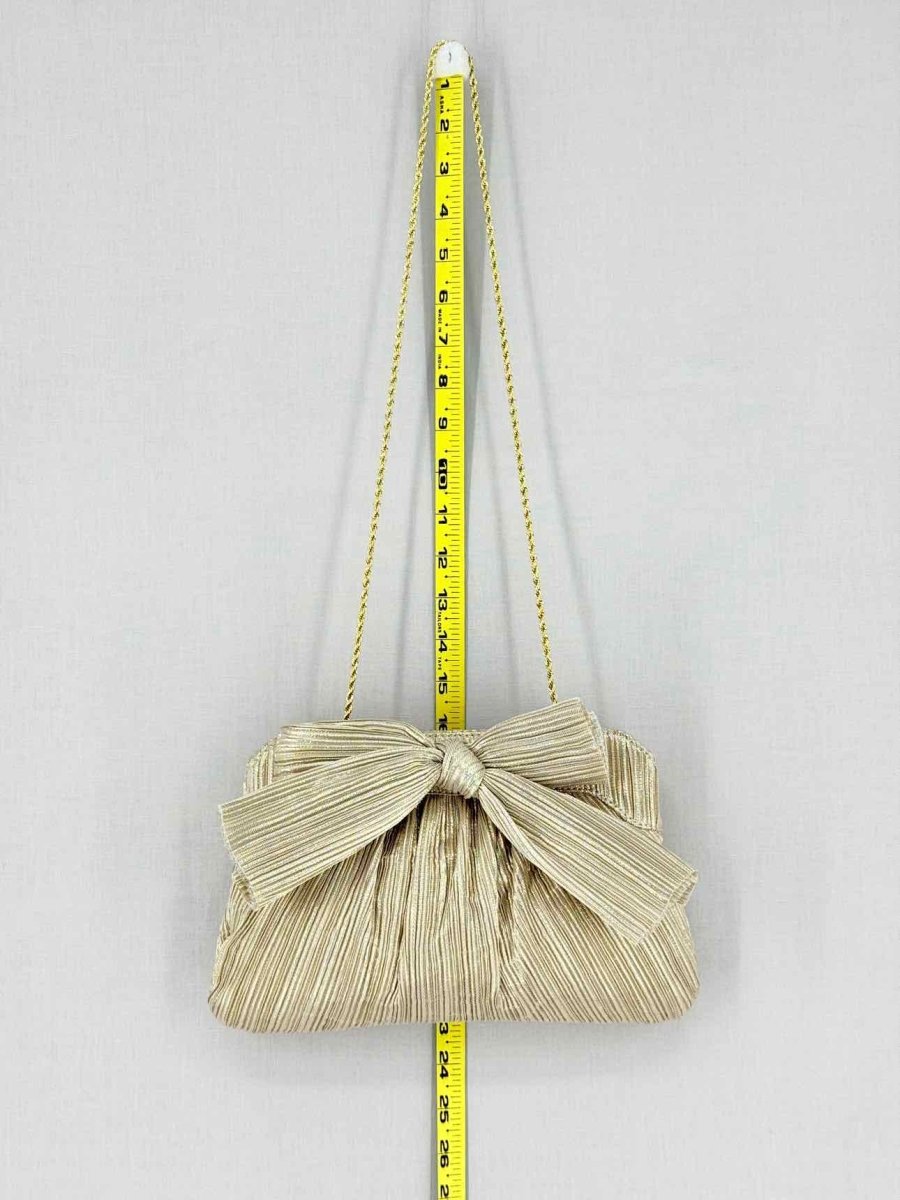 Pre - loved LOEFFLER RANDALL Bow Gold Clutch at Reems Closet