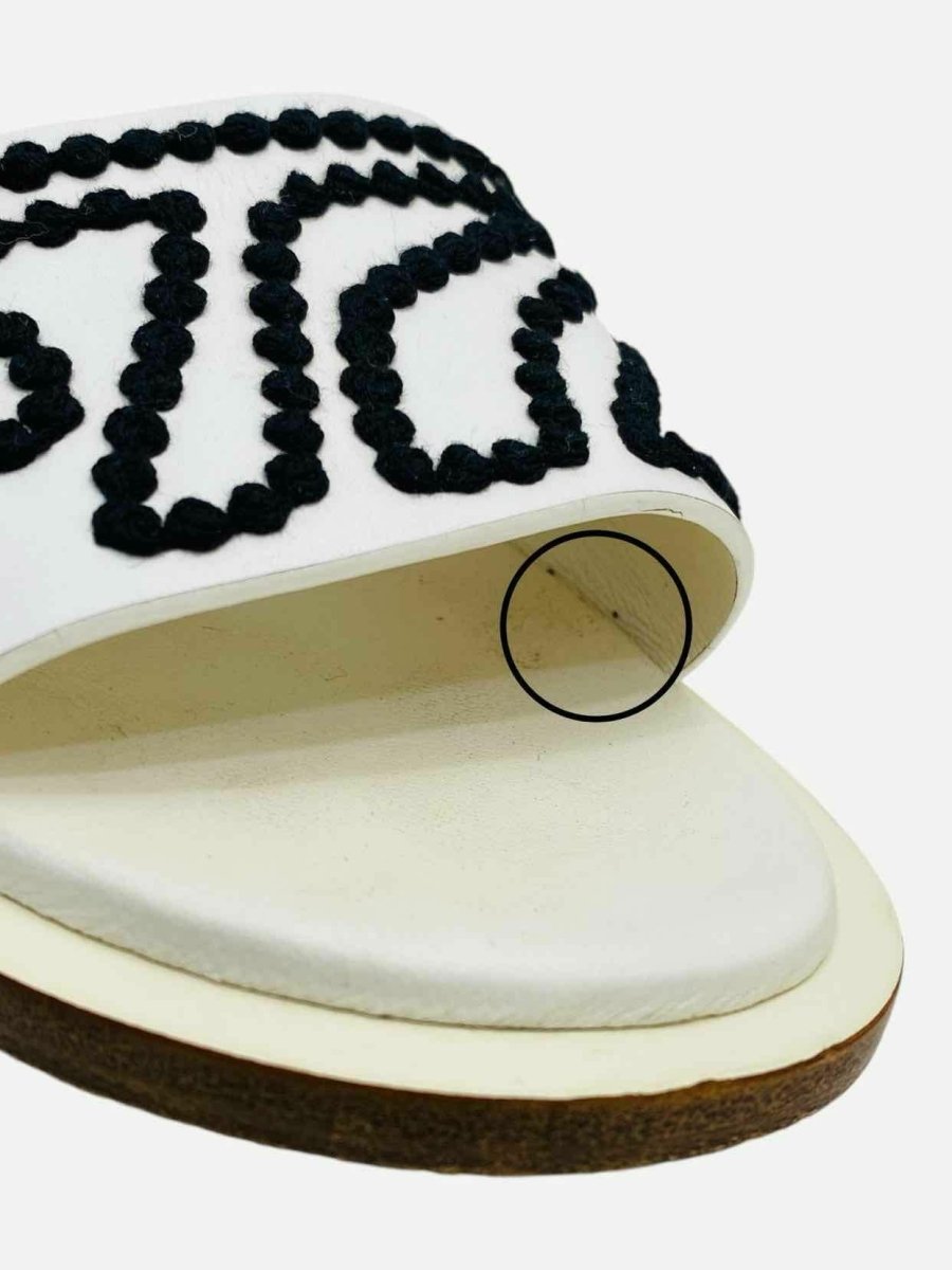 Pre - loved LORO PIANA White w/ Black Sandals 37.5 at Reems Closet