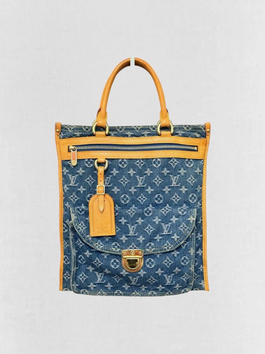 LOUIS VUITTON Baggy Denim Blue Monogram Shoulder Bag Reems Closet