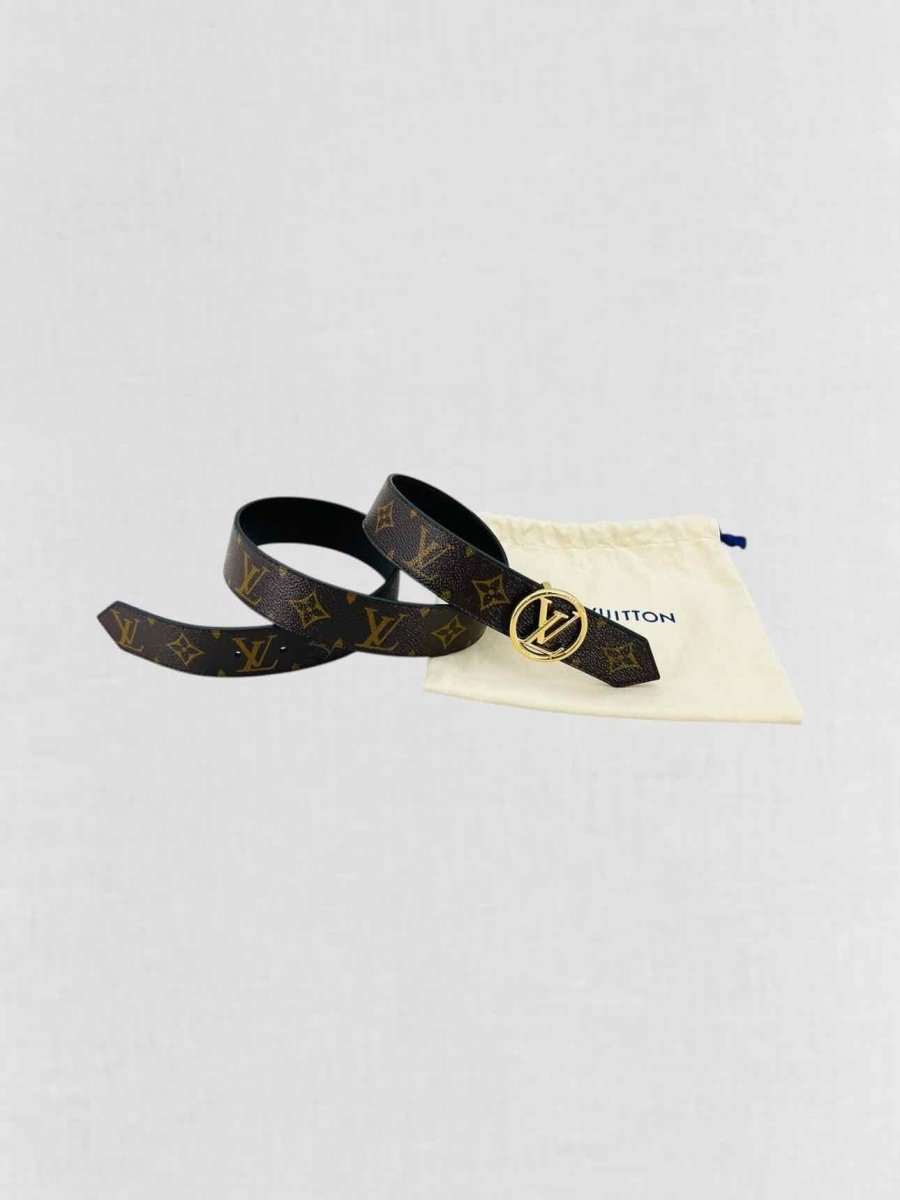 Pre - loved LOUIS VUITTON Brown & Black Monogram Belt at Reems Closet