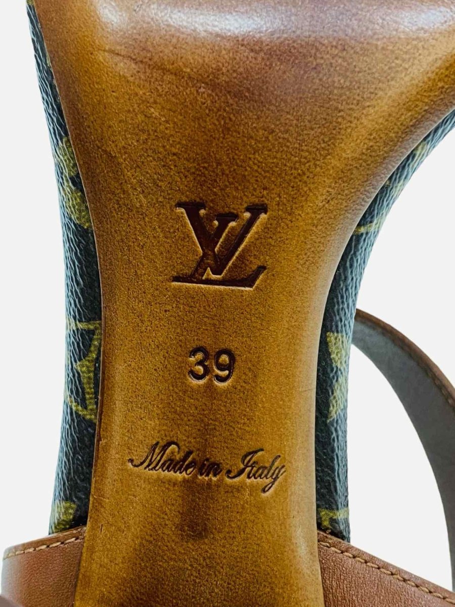 Pre-loved LOUIS VUITTON Golden Bloom Monogram Heeled Sandals from Reems Closet