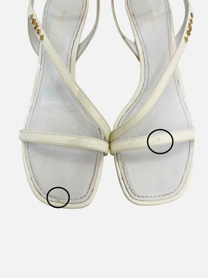 Pre-loved LOUIS VUITTON Signature White Heeled Sandals from Reems Closet