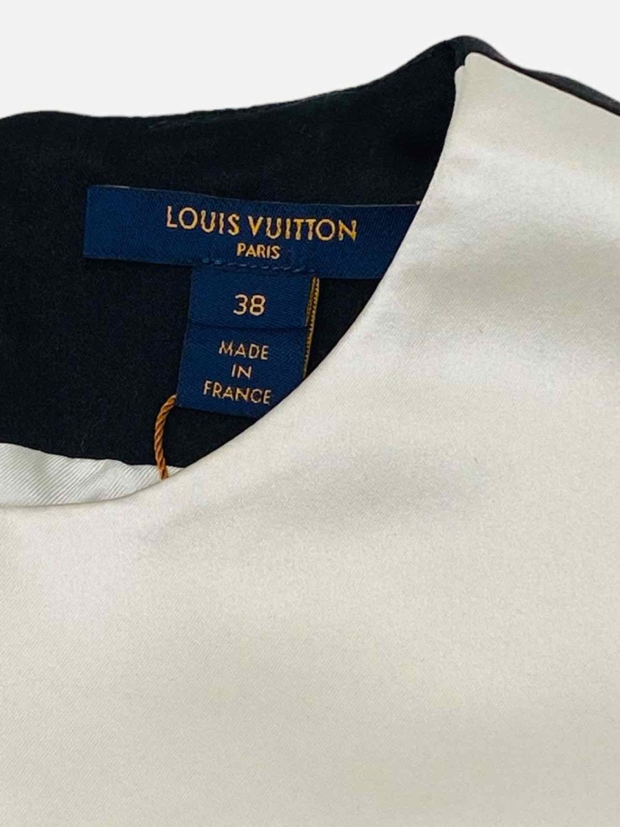 Pre-loved LOUIS VUITTON White w/ Black & Blue Mini Dress from Reems Closet