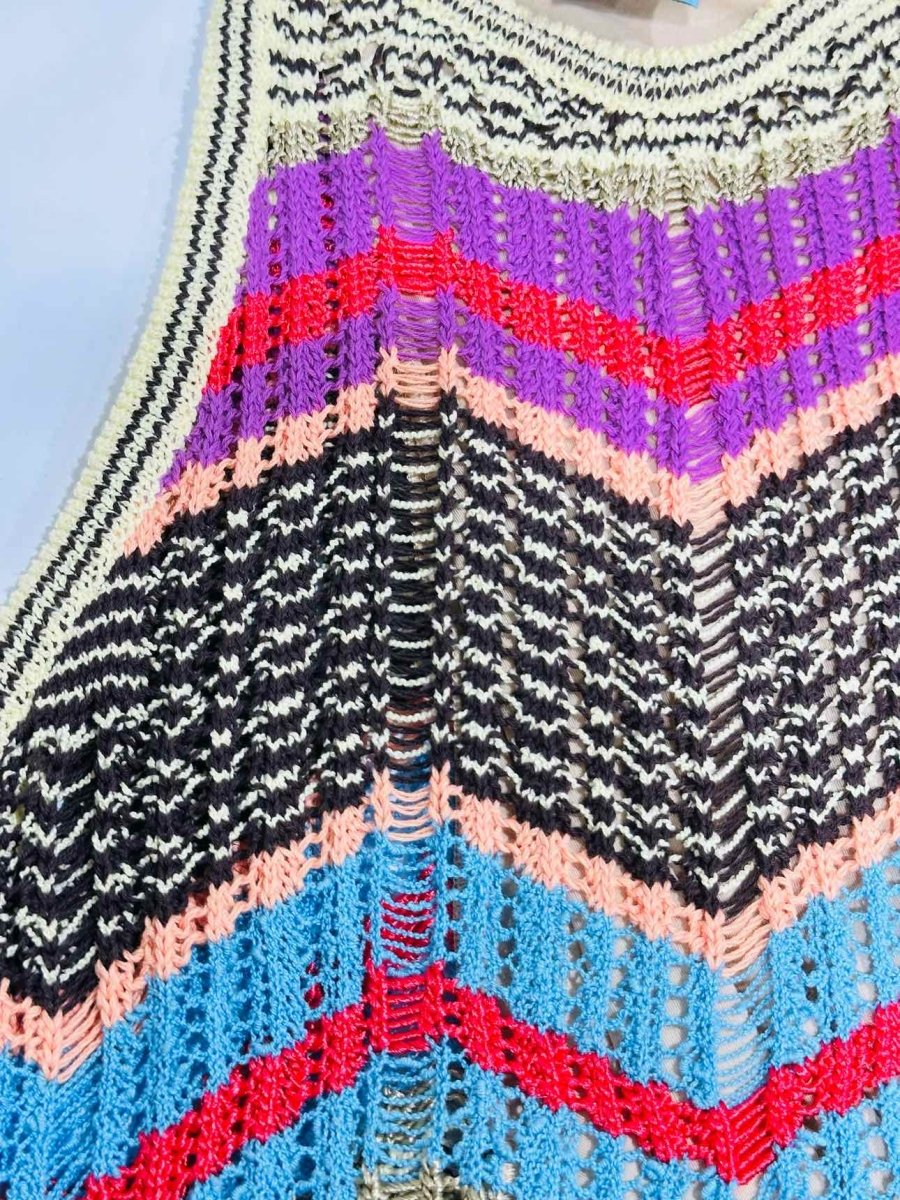 Pre - loved M MISSONI Crochet Knit Pink Multicolor Midi Dress US8 at Reems Closet