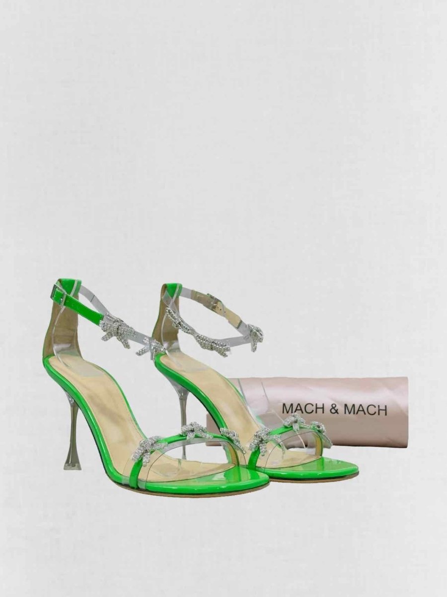 Pre - loved MACH & MACH Green Bow Size EU 38.5 Heeled Sandals at Reems Closet