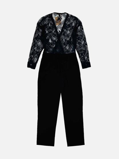 Pre-loved MAJE Lace Bodice Black Jumpsuit from Reems Closet