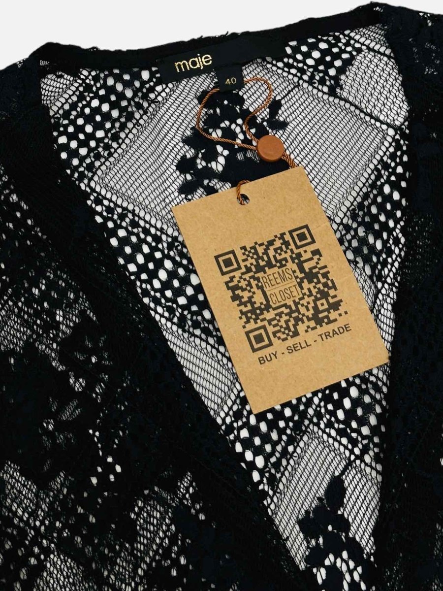 Pre - loved MAJE Lace Bodice Black Size US 6 Jumpsuit at Reems Closet