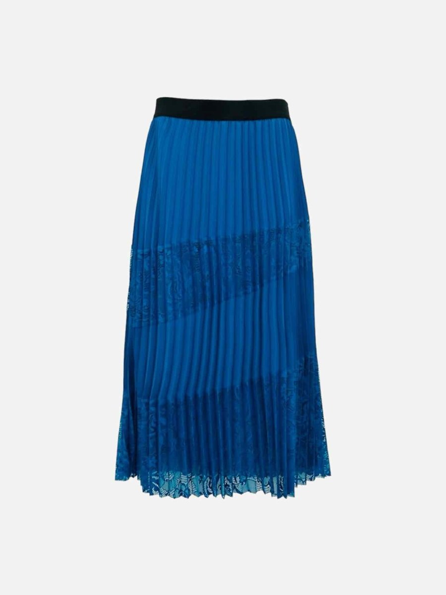 Pre-loved MAJE Pleated Blue w/ Black Lace Midi Skirt from Reems Closet