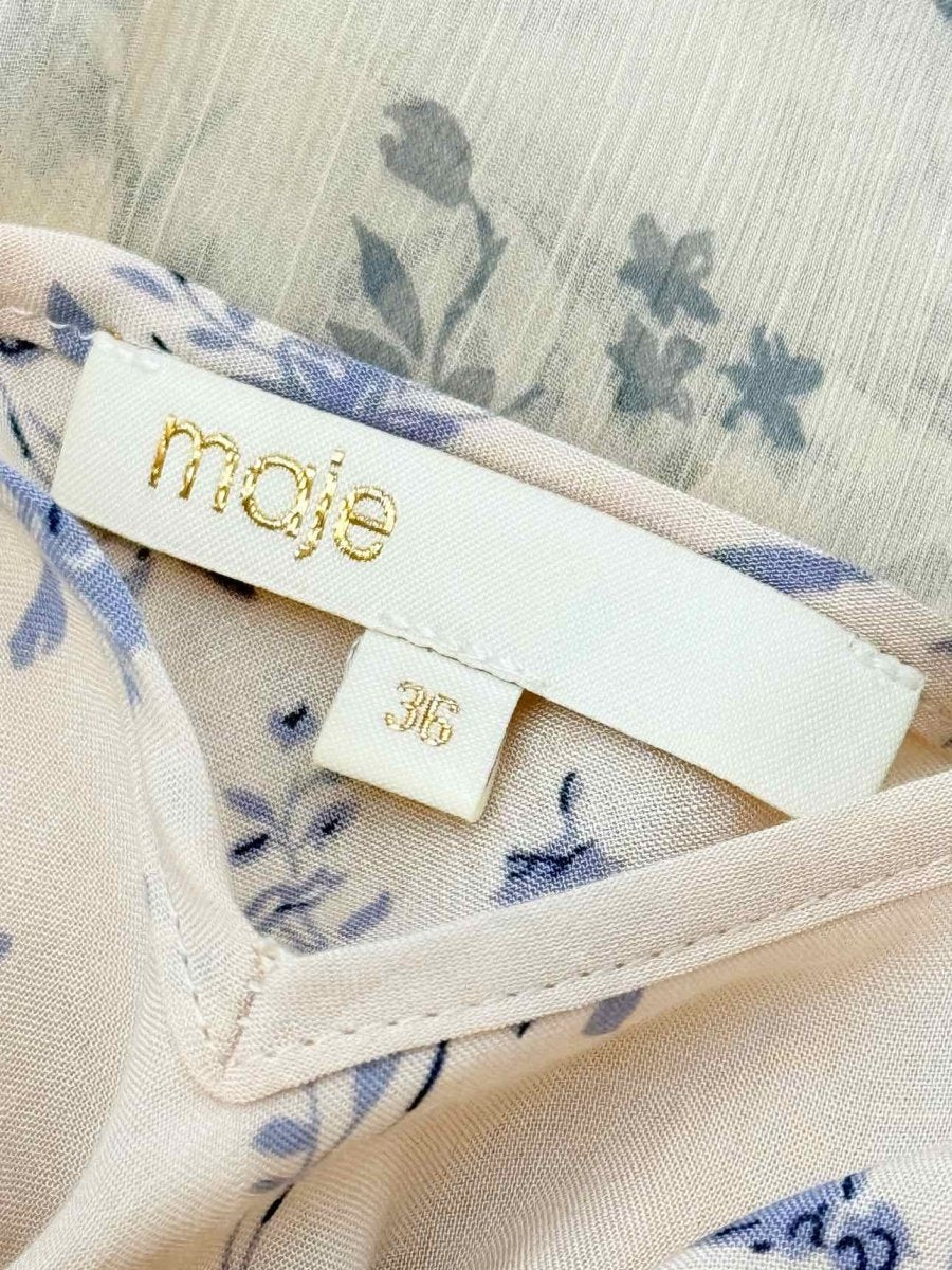 Pre-loved MAJE Rima Beige Floral Print Size US 4 Midi Dress at Reems Closet