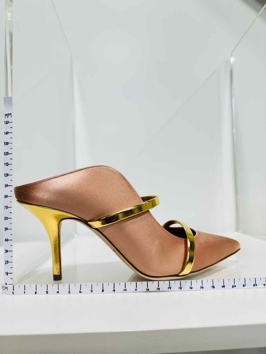 Pre - loved MALONE SOULIERS Maureen Peach & Gold Mules 38.5 at Reems Closet