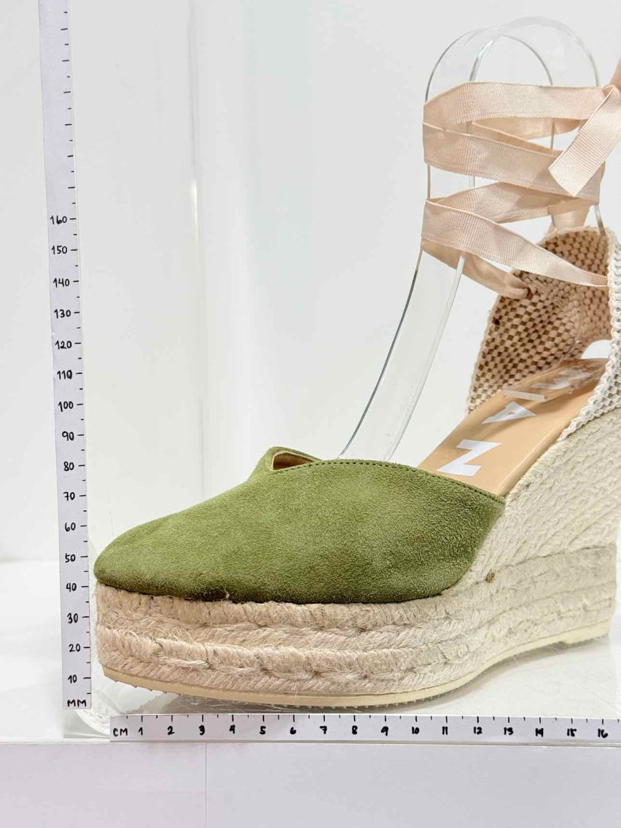 Pre-loved MANEBI Espadrille Green Size EU 39 Wedges at Reems Closet