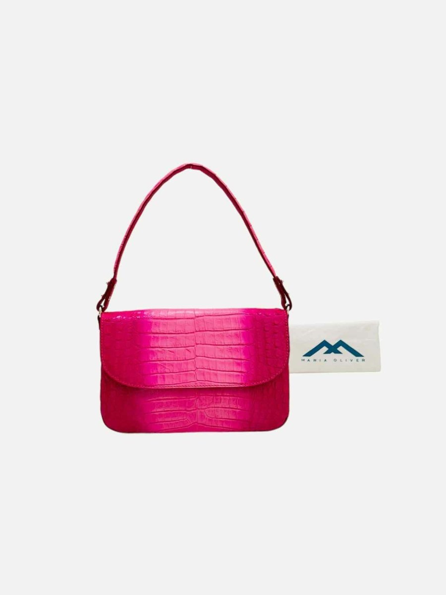 Pre - loved MARIA OLIVER Luisa Fuchsia Glazed Baguette Bag at Reems Closet