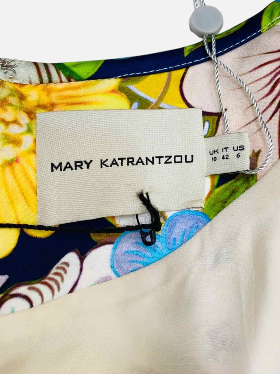 Pre - loved MARY KATRANTZOU Peplum Pink Multicolor Print Top at Reems Closet