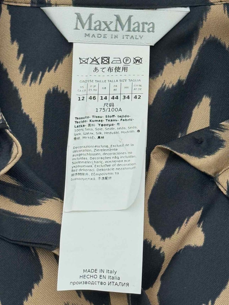 Pre - loved MAX MARA Brown & Black Leopard Print Size US 12 Shirt at Reems Closet
