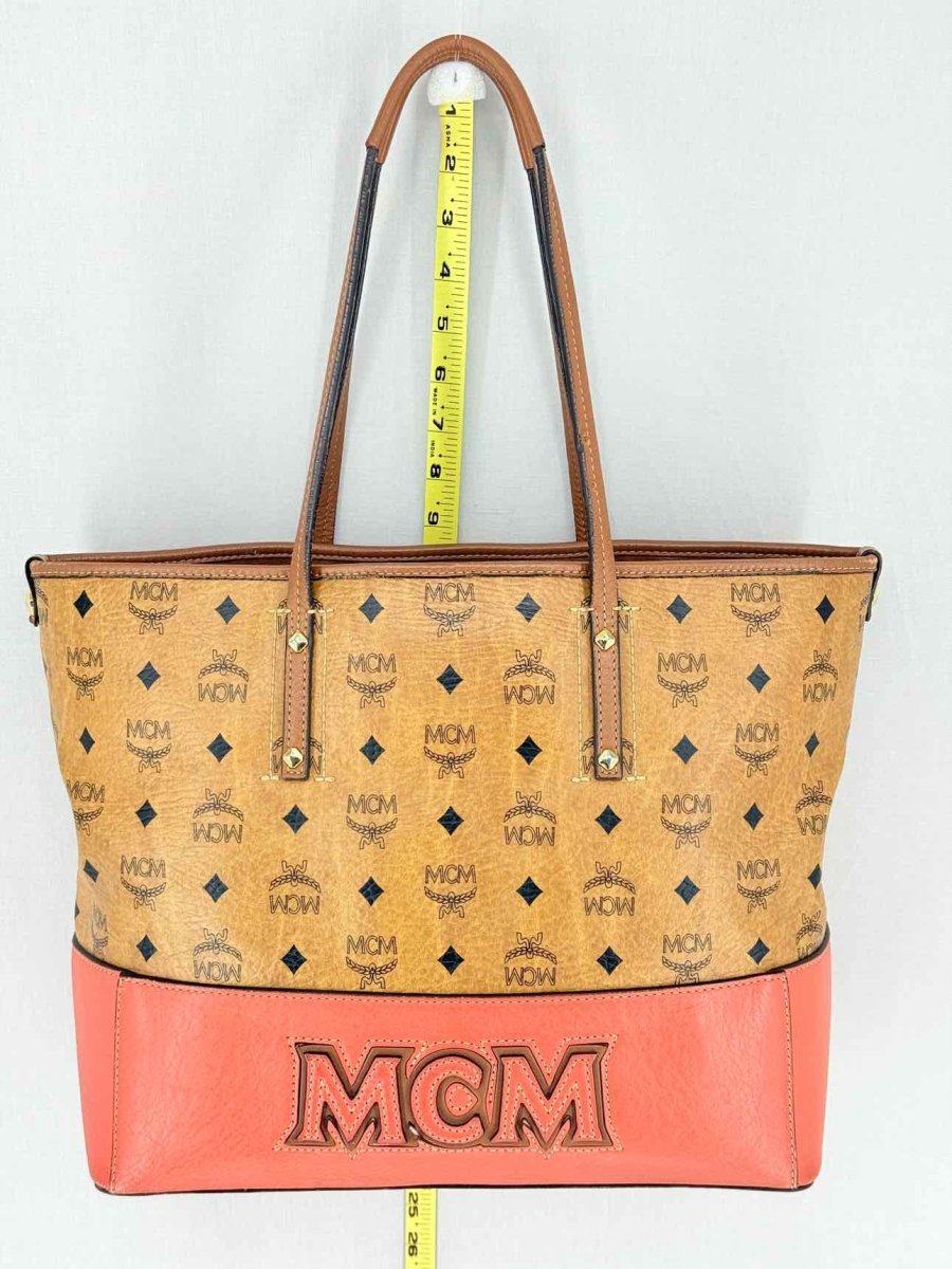 Pre - loved MCM Cognac & Orange Logo Shoulder Bag at Reems Closet