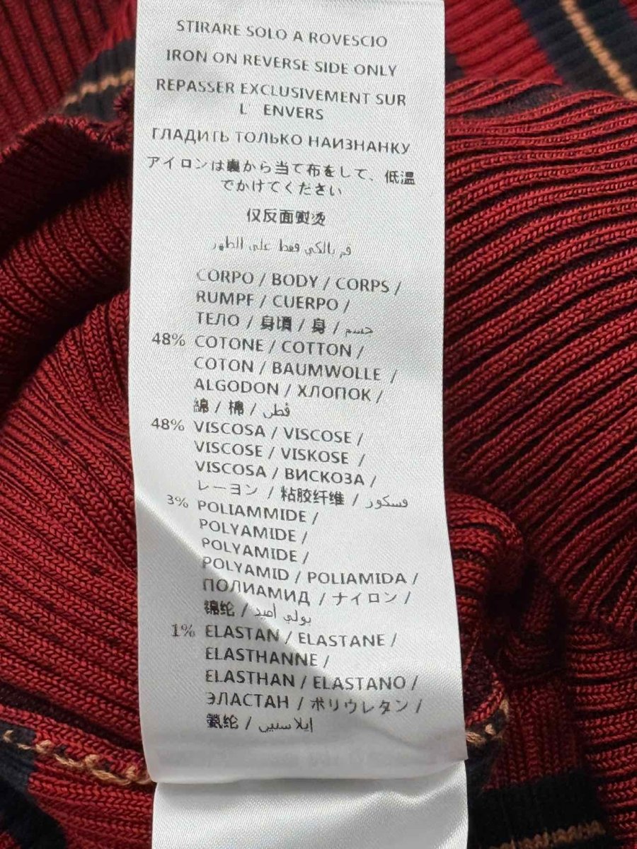 Pre - loved MCQ Red Multicolor Striped Size XSmall Midi Dress at Reems Closet