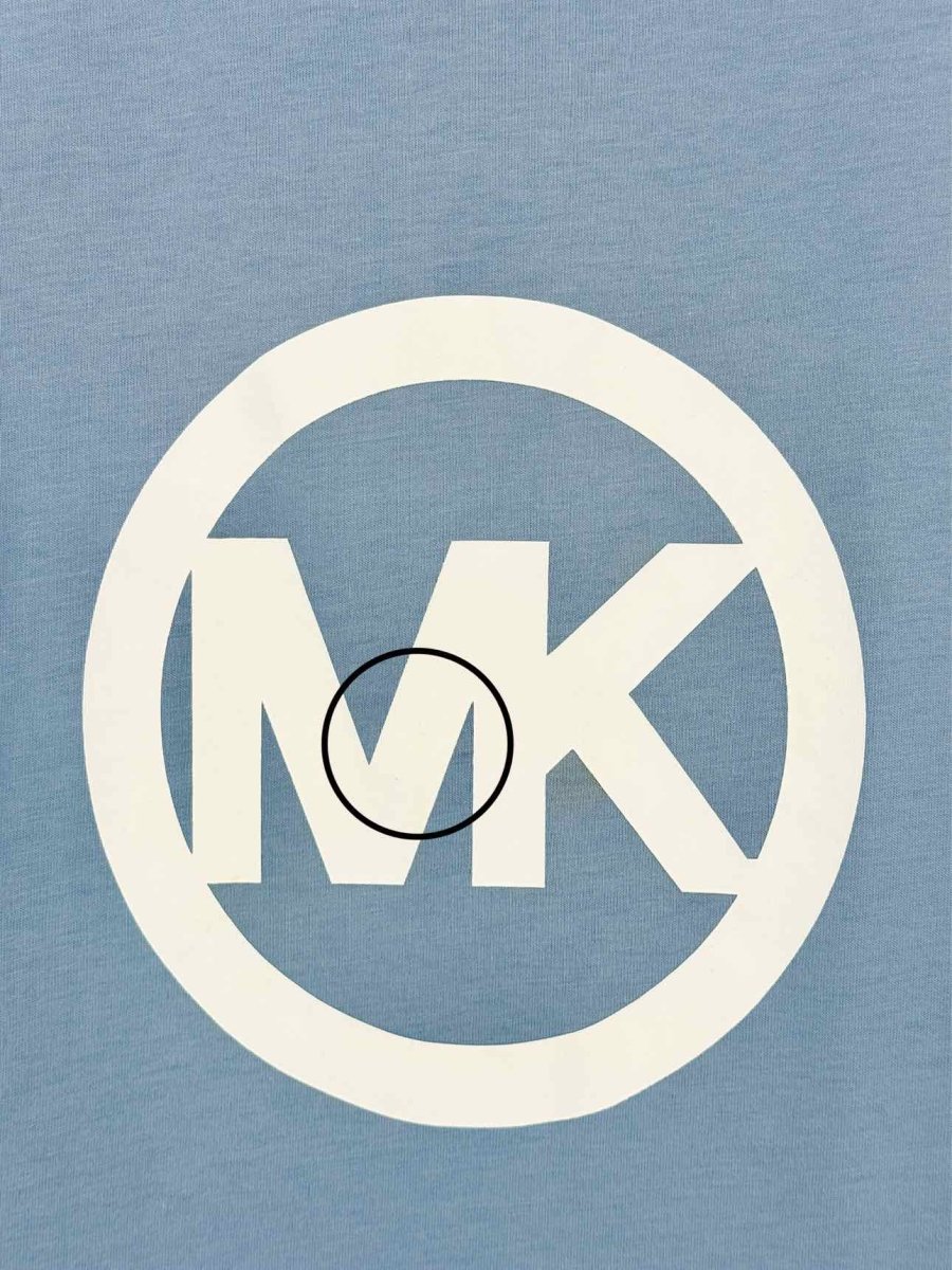 Pre-loved MICHAEL KORS Pale Blue Logo Print Size XLarge T-shirt at Reems Closet
