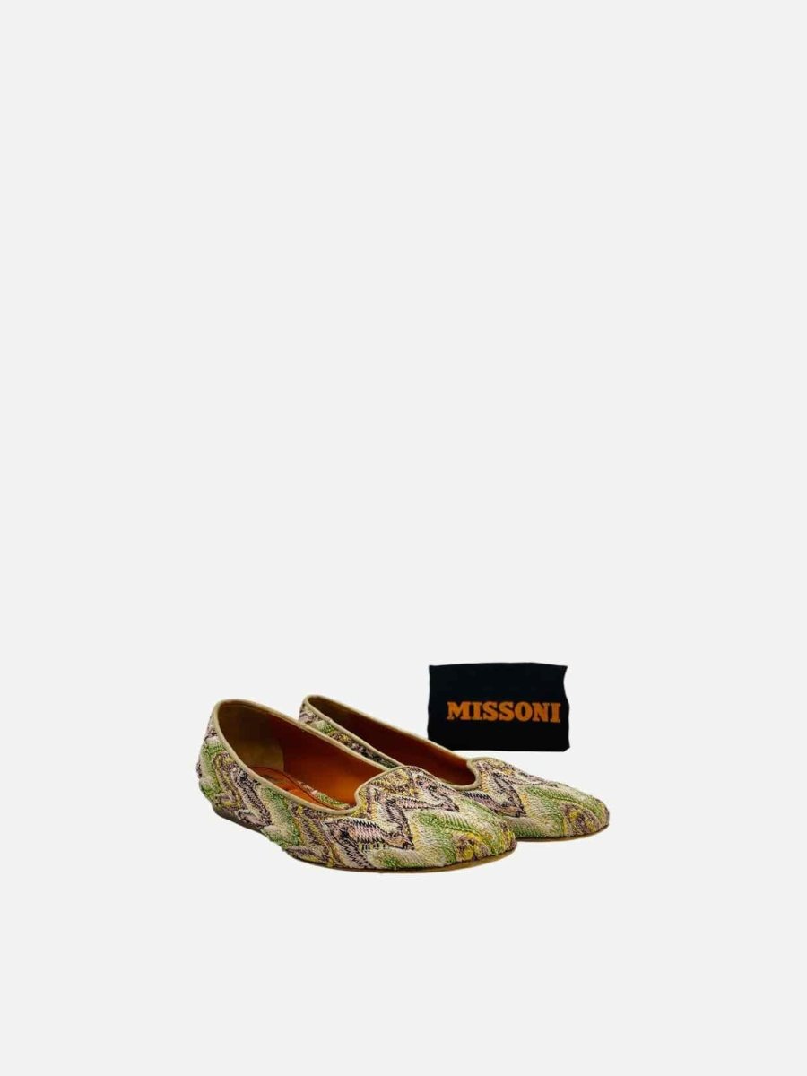 Pre - loved MISSONI Knit Gold Multicolor Size EU 36 Ballet Flats at Reems Closet