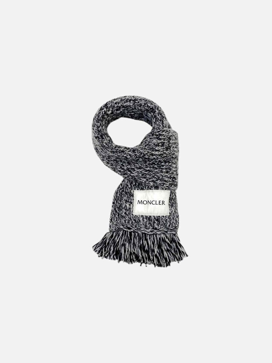 Pre-loved MONCLER Knitted Black & White Scarf from Reems Closet