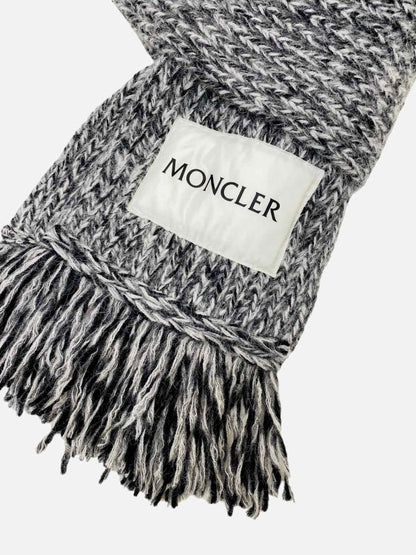 Pre-loved MONCLER Knitted Black & White Scarf from Reems Closet