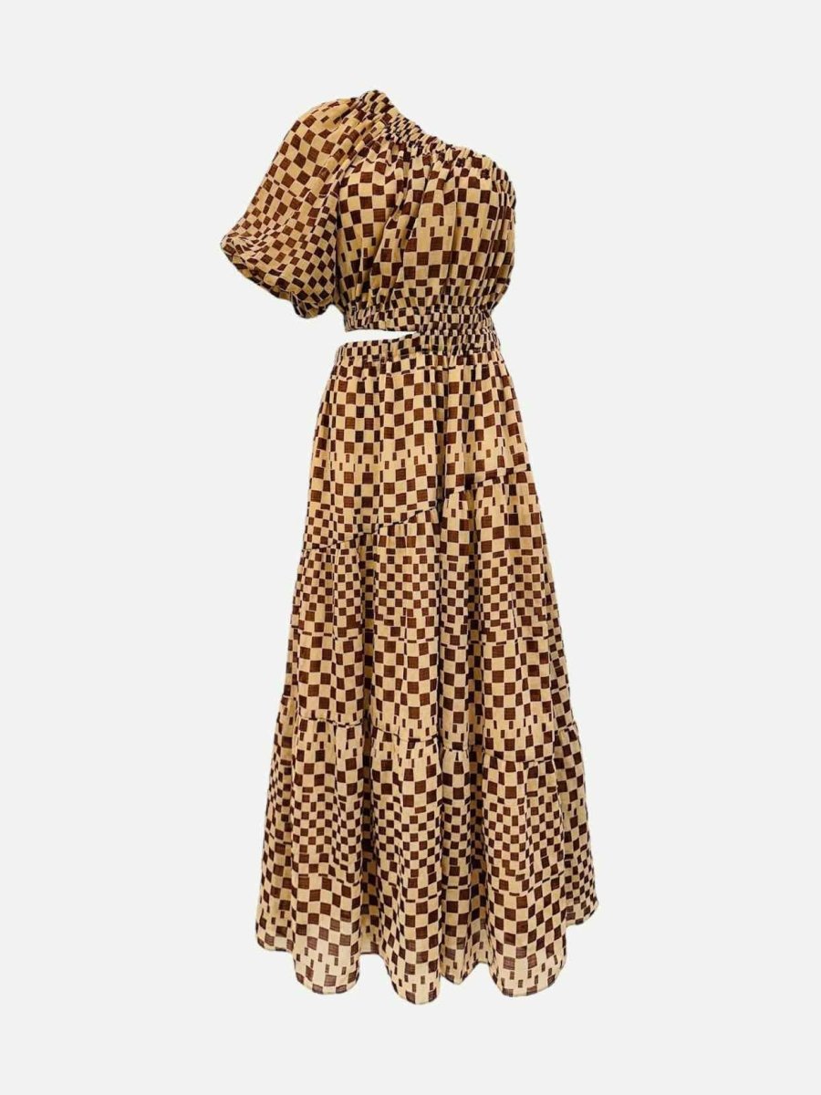 moon river dress brown Moon River Pleated Midi Dress