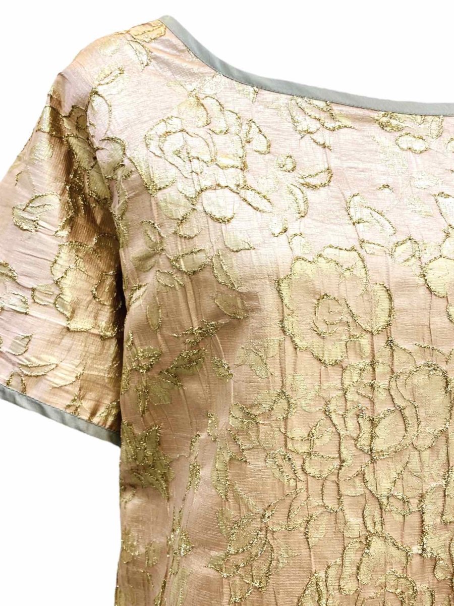 Pre - loved NOORA HEFZI Peach & Grey Jacquard Long Dress Large at Reems Closet