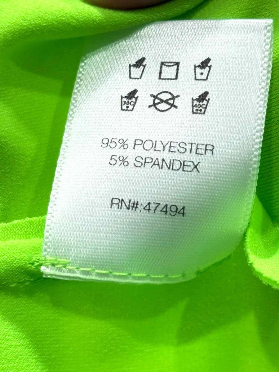 Pre - loved NORMA KAMALI Wide Leather Fluo Green Pants at Reems Closet