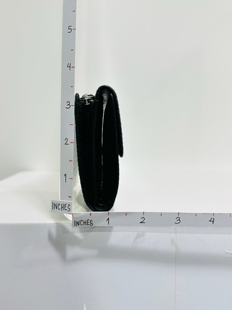 Pre - loved OSPREY Black Croc Embossed Compact Wallet at Reems Closet