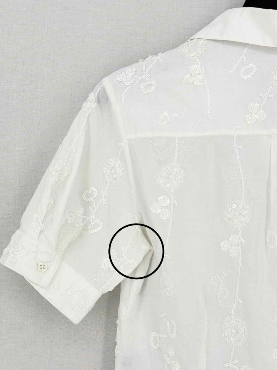 Pre-loved PAUL SMITH White Floral Embroidered Size US 6 Shirt at Reems Closet