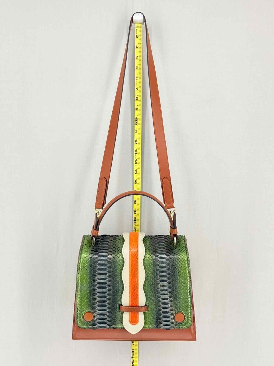 Pre - loved PITTDAR & BHUR Brown Multicolor Python Top Handle at Reems Closet