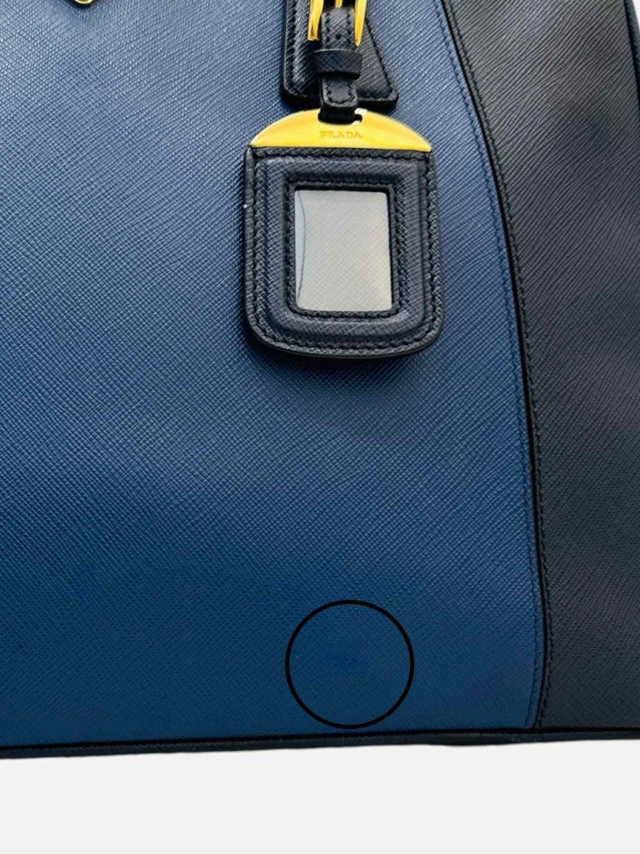 Pre-loved PRADA Bicolor Lux Galleria Navy Blue Top Handle from Reems Closet