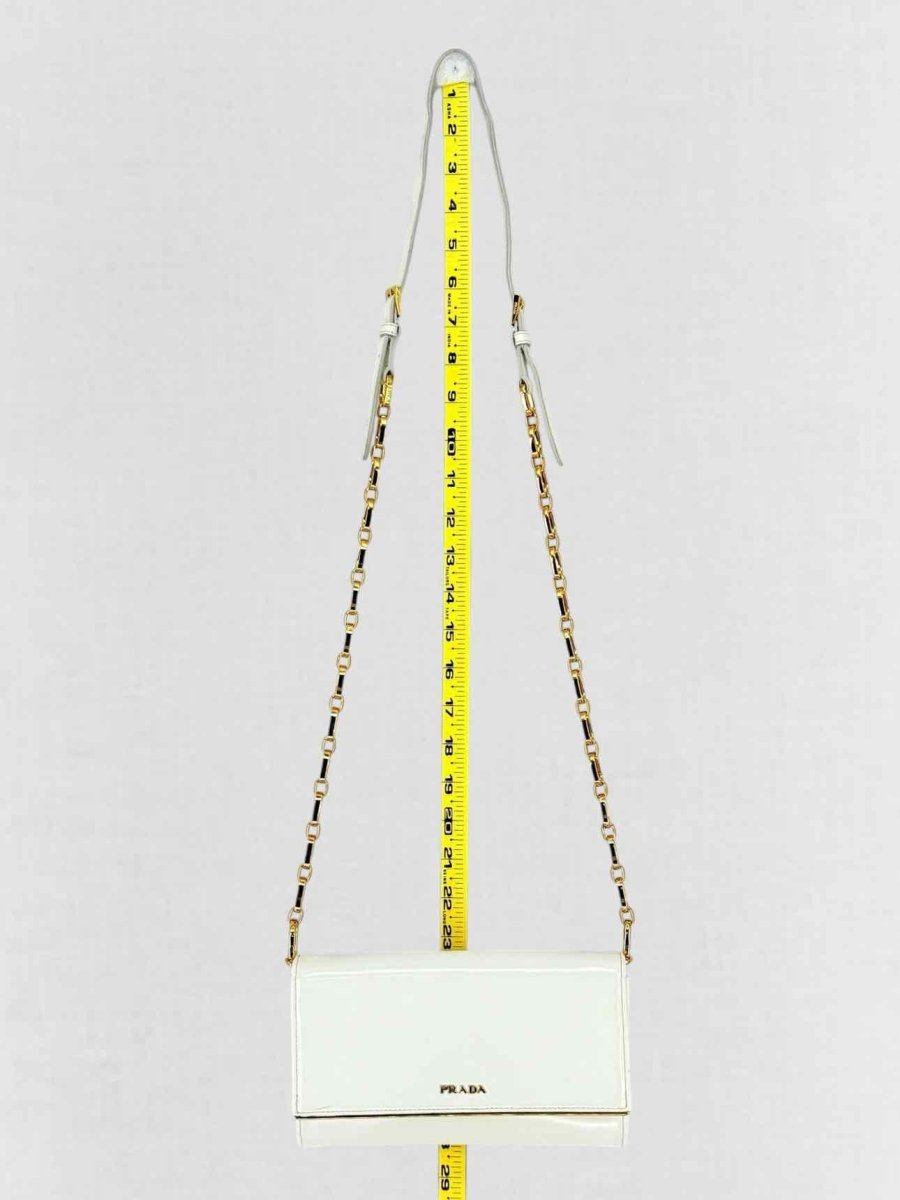 Pre - loved PRADA Wallet on Chain White Crossbody at Reems Closet