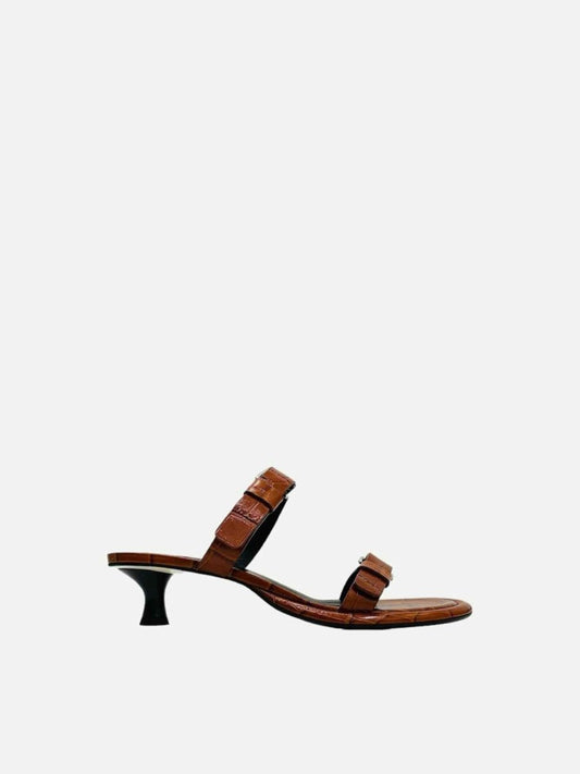 Pre-loved PROENZA SCHOULER Pipe Buckle Strappy Brown Mules from Reems Closet