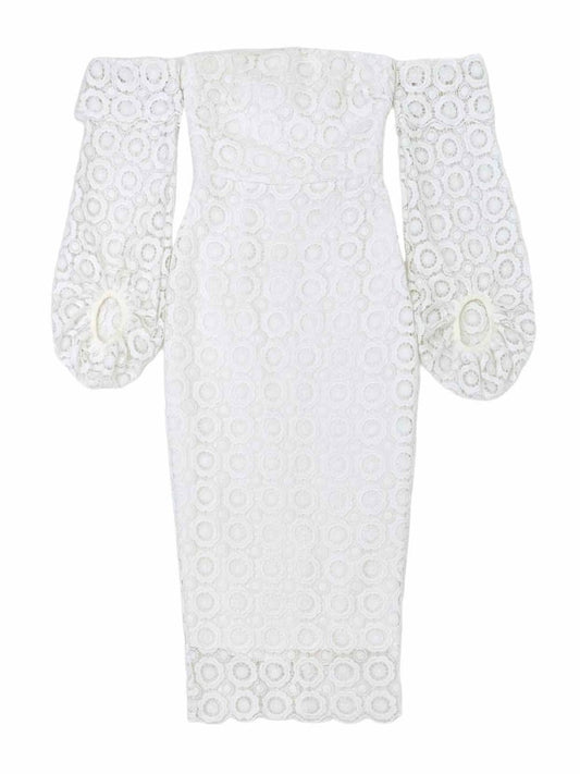 Pre-loved REBECCA VALLANCE Off Shoulder White Knee Length Dress from Reems Closet