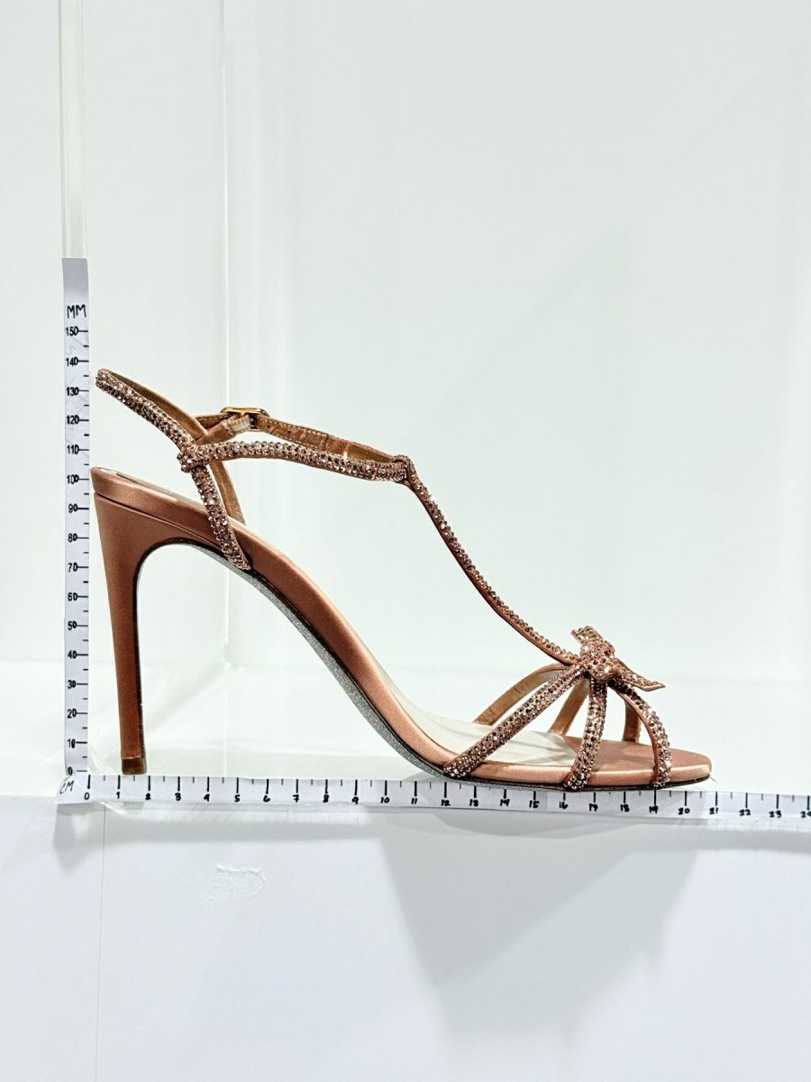 Pre - loved RENE CAOVILLA Caterina Bronze Size EU 37 Heeled Sandals at Reems Closet