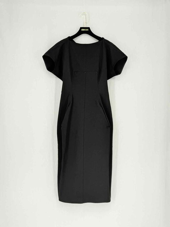 RICK OWENS Cyclops Black Size US 12 Midi Dress - Reems Closet RICK OWENS Cyclops Black Size US 12 Midi Dress - Reems Closet