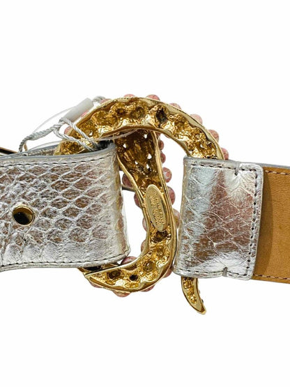 Pre-loved ROBERTO CAVALLI Embellished Buckle Silver Belt from Reems Closet