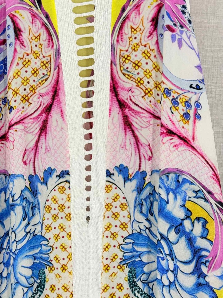 Pre-loved ROBERTO CAVALLI White Multicolor Size US 6 Short Dress at Reems Closet