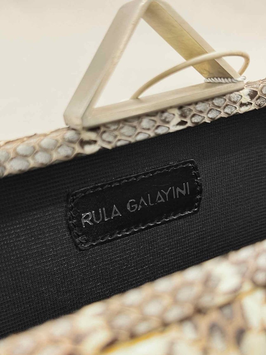 Pre - loved RULA GALAYINI Tiara Beige & Brown Clutch at Reems Closet