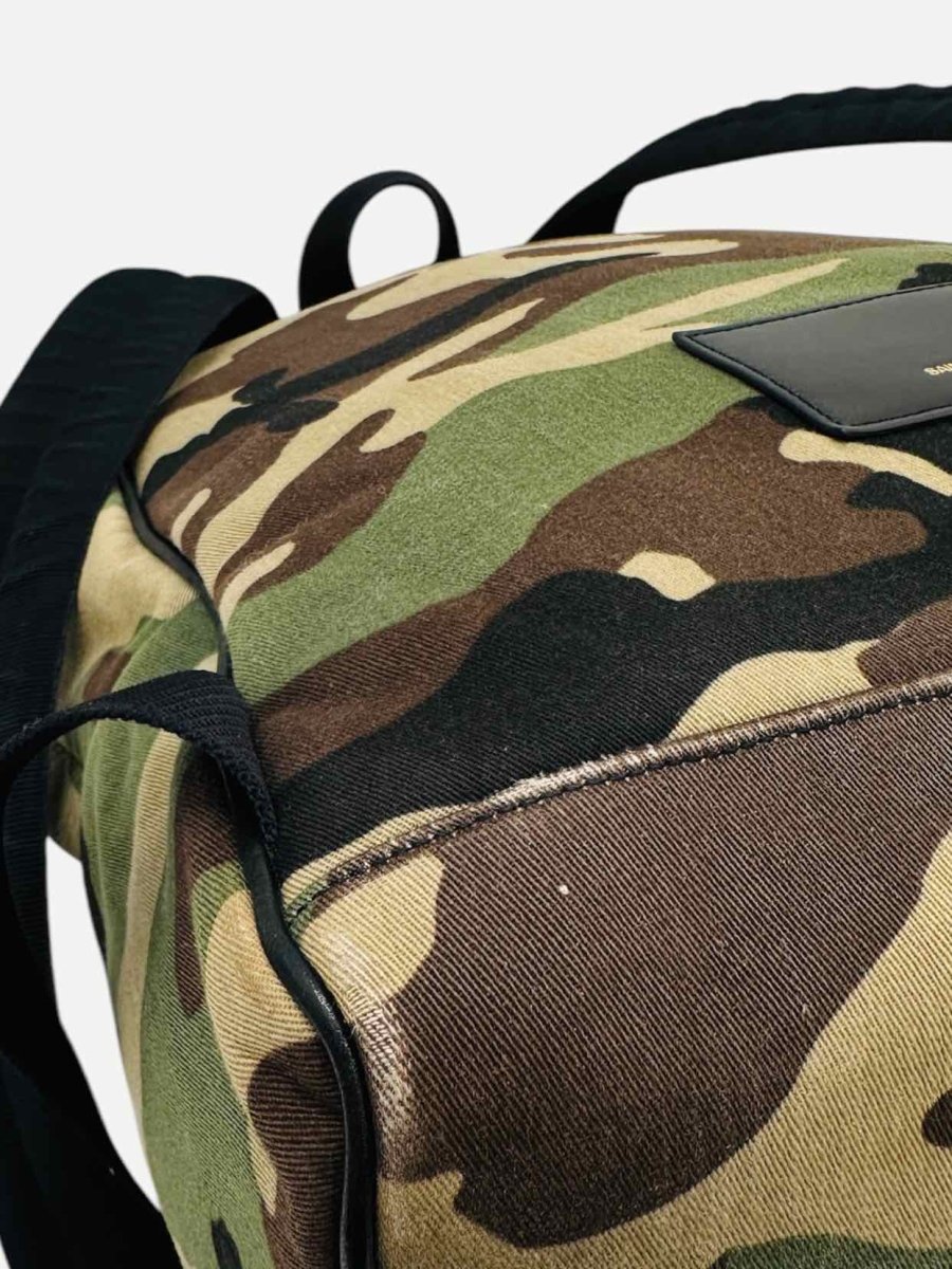 Pre - loved SAINT LAURENT Camo Khaki Multicolor Backpack at Reems Closet