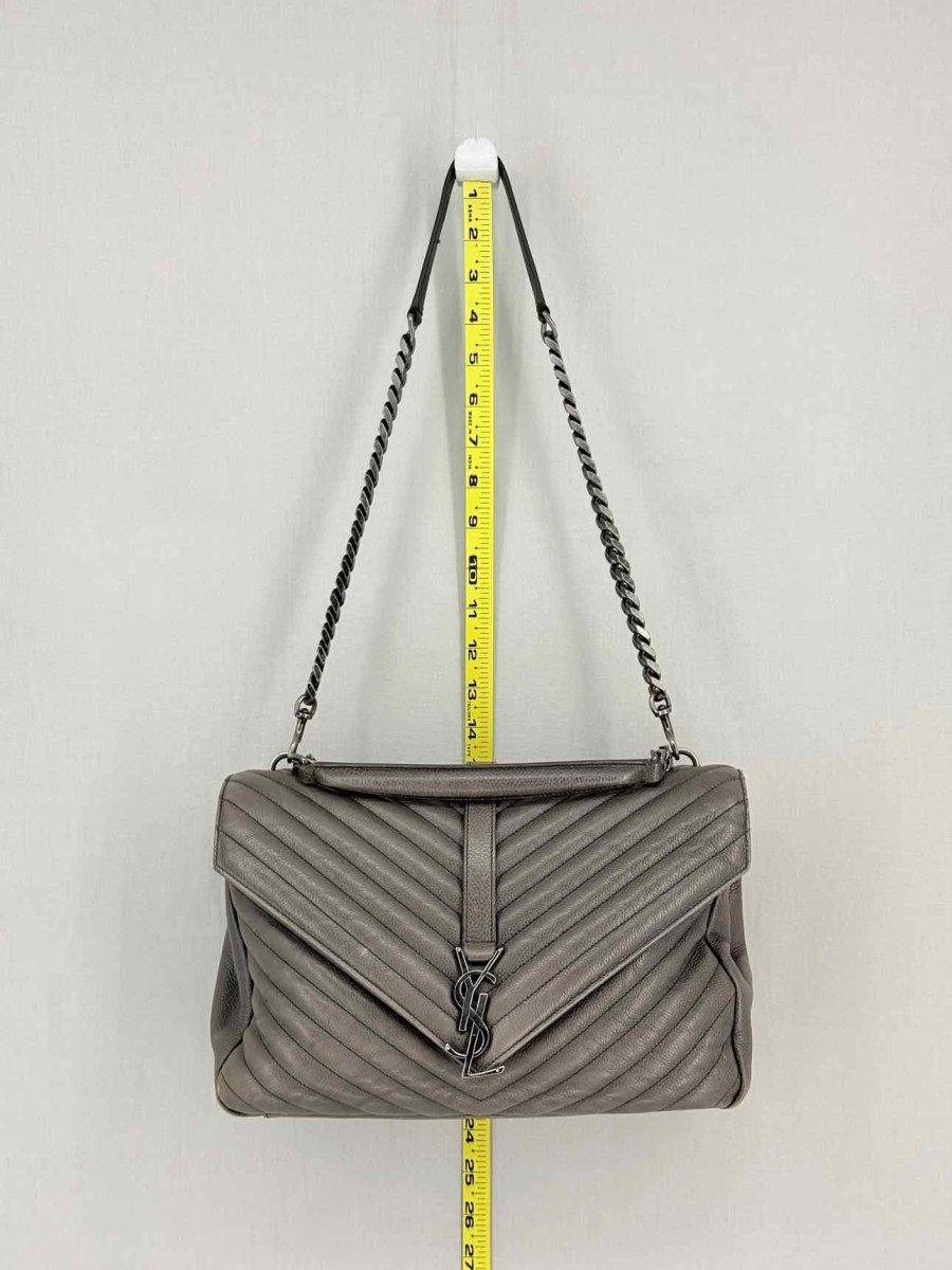 Pre-loved SAINT LAURENT College Grey Chevron Shoulder Bag at Reems Closet