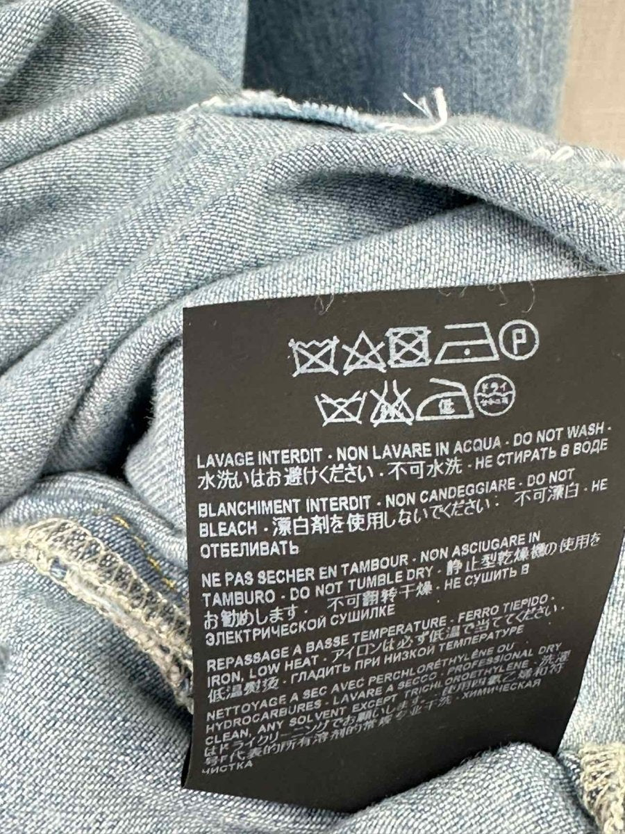 Pre - loved SAINT LAURENT Distessed Denim Blue Hoodie at Reems Closet